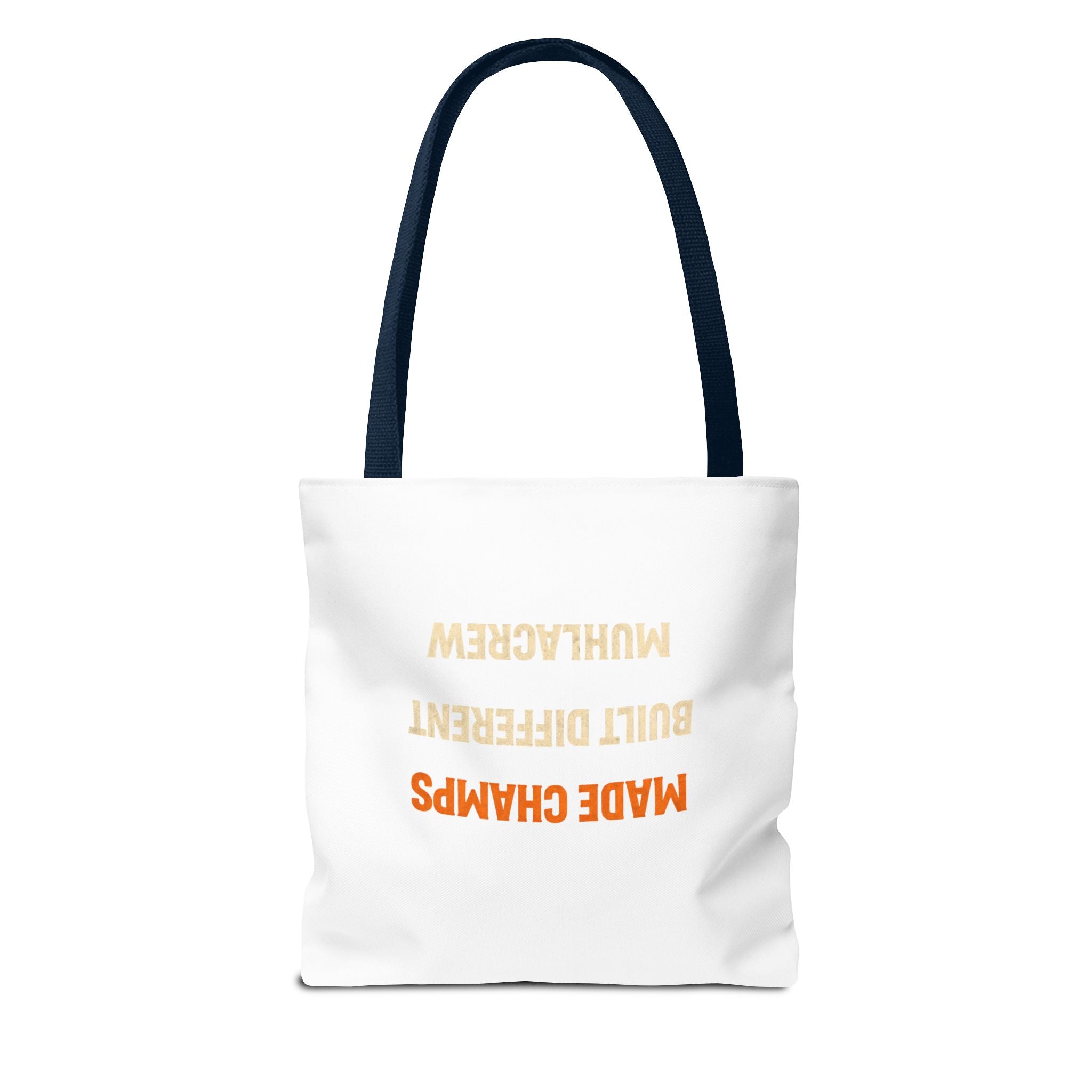Muhlacrew Tote Bag - 'MUHLACREW CLOTHING' Orange Logo All-Over Print Tote